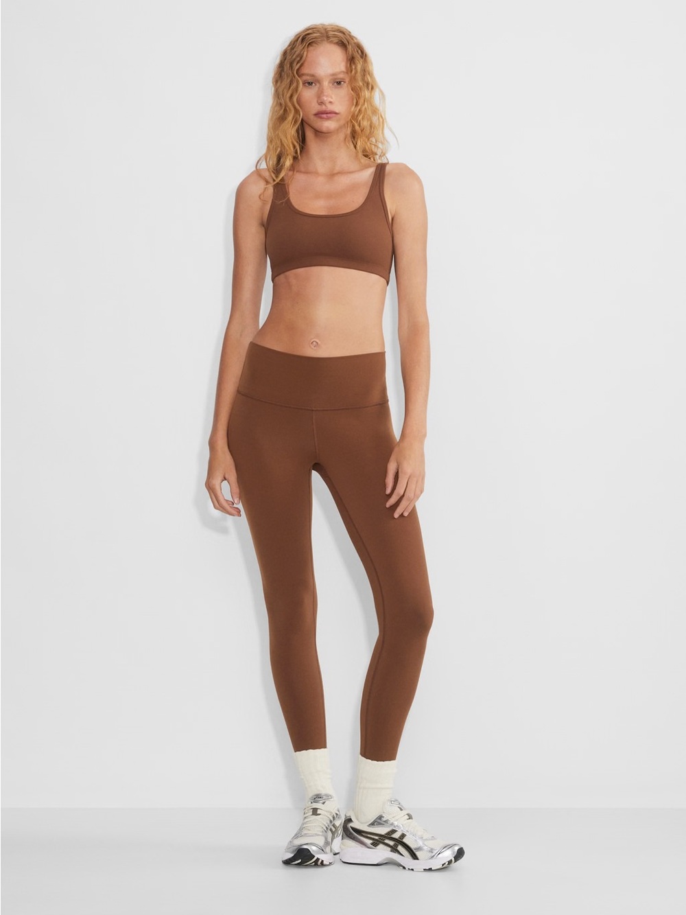 Aritzia TNA Brown High Waisted Leggings Cotton Stretch Minimalist Size S - Picture 13 of 15